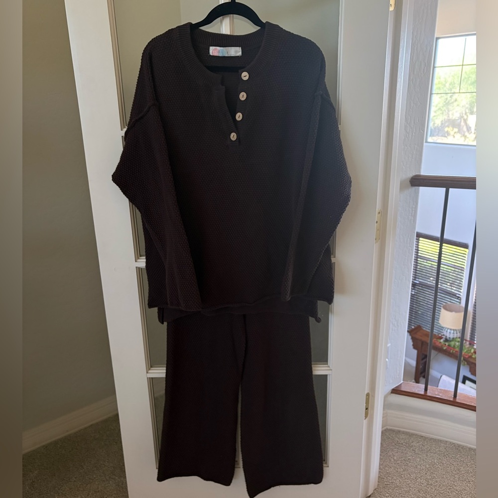 FREE PEOPLE FP Beach Hailee Sweater Set in Brown Heather